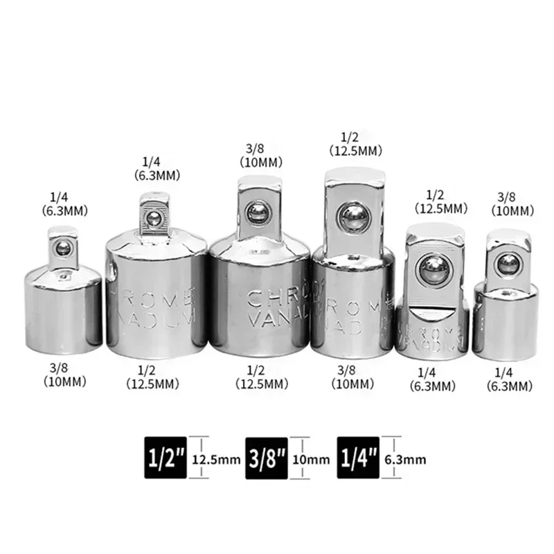 Heavy Duty 1/4" 3/8" 1/2" Drive Socket Adapter Converter Reducer Air Impact Ratchet Wrench Adapter Wrench-sleeve Joint Converter - Image 2