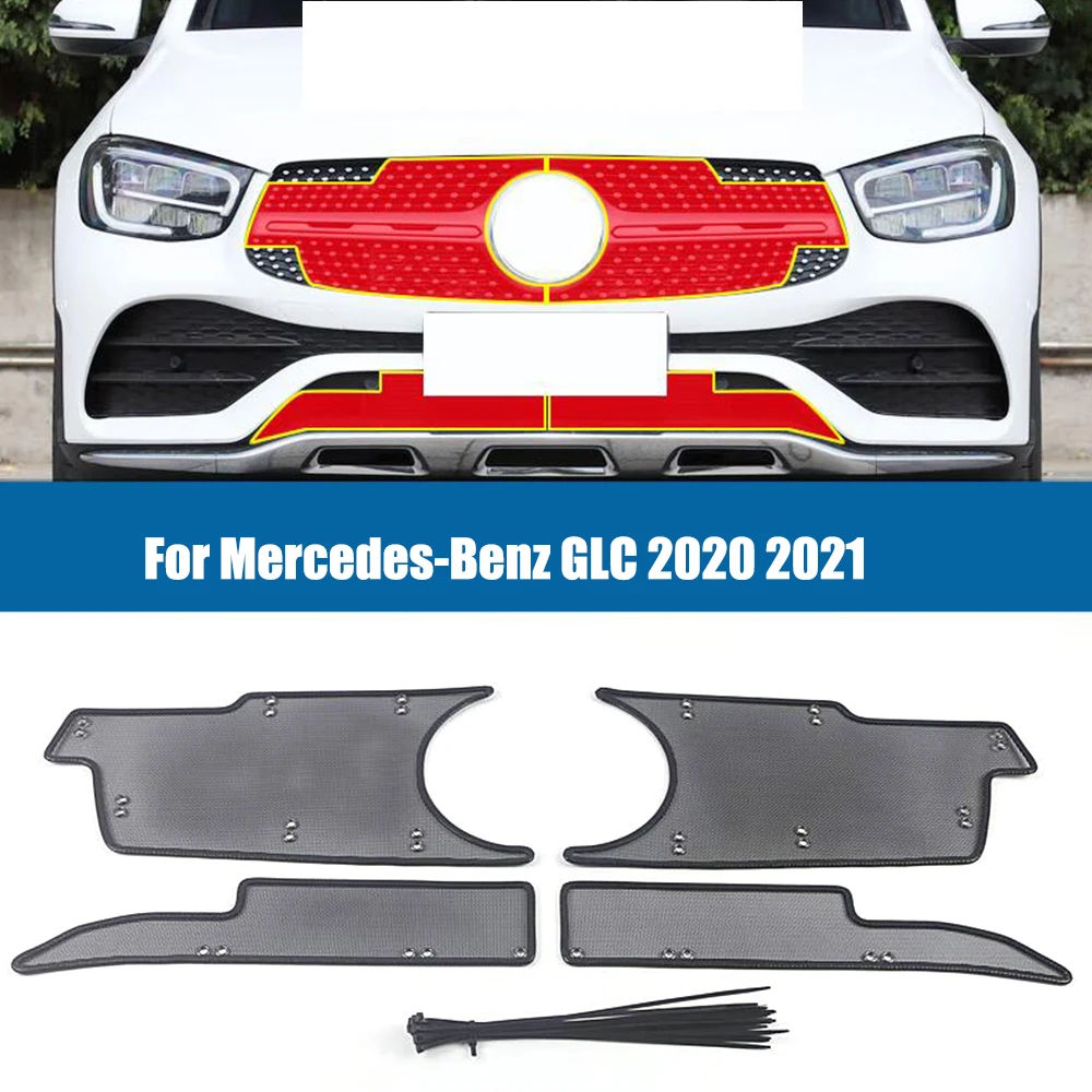 

For Mercedes-Benz GLC 2020 2021 Stainless Car Front Grille Insert Net Anti-insect Screening Mesh Cover Trim Car Accessories