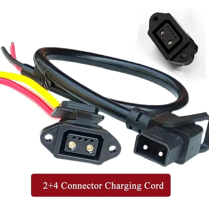 2+4 Lithium Battery Connector Cable 2+4 Plug Socket Wire Electric Vehicle Connector 4 Square Bold Charging and Discharging Cord