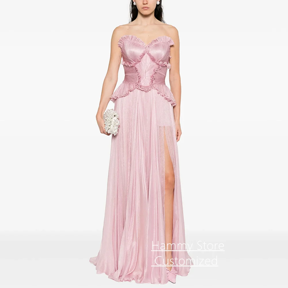 Mode Abendkleid Robe De Soiree Maßgeschneiderte Schatz Ärmellose Geraffte A-linie Bodenlangen Abendkleid Party Kleider