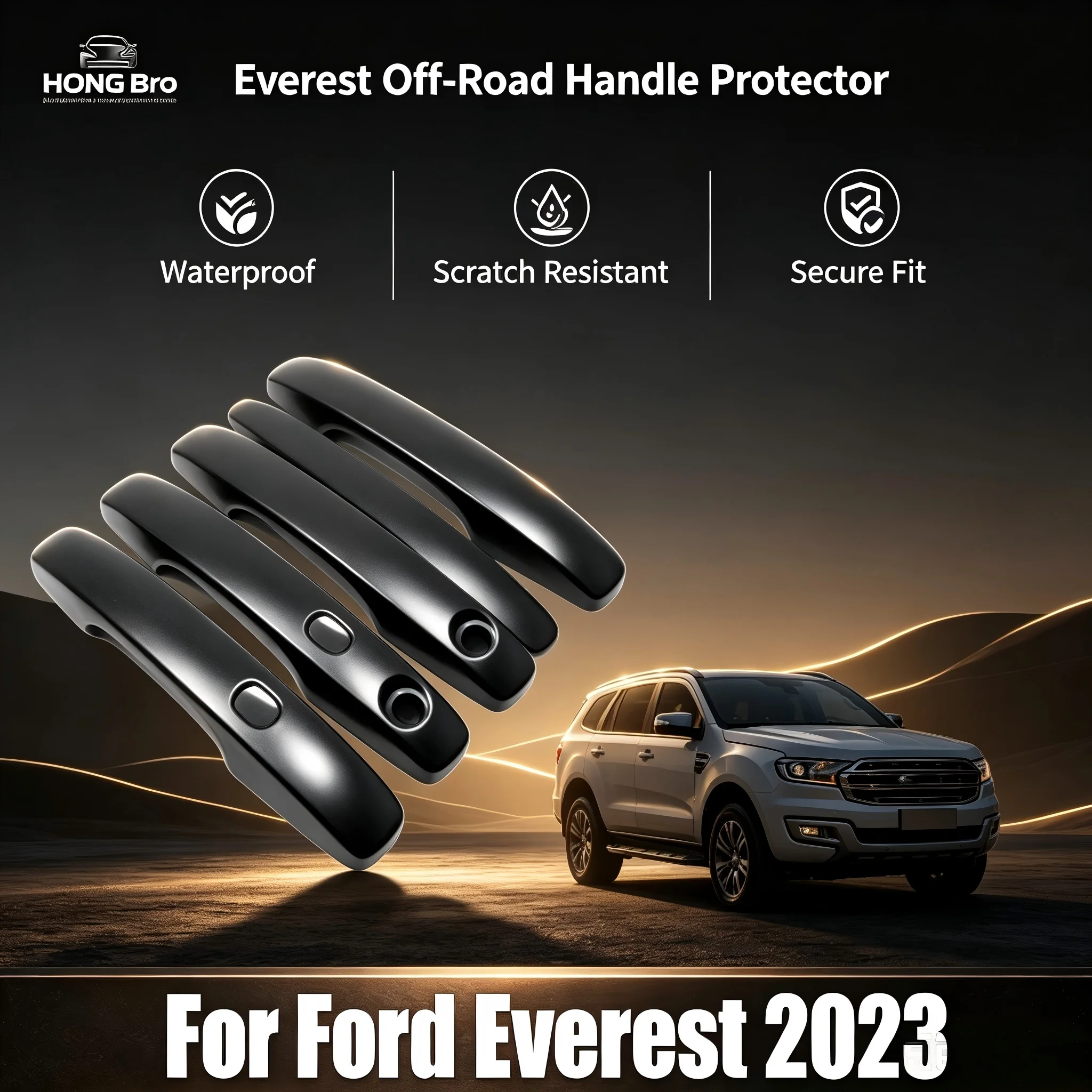 

Matte Black Door Handle Cover Exterior Protector Trim Auto Exterior Accessories For FORD Everest 2023