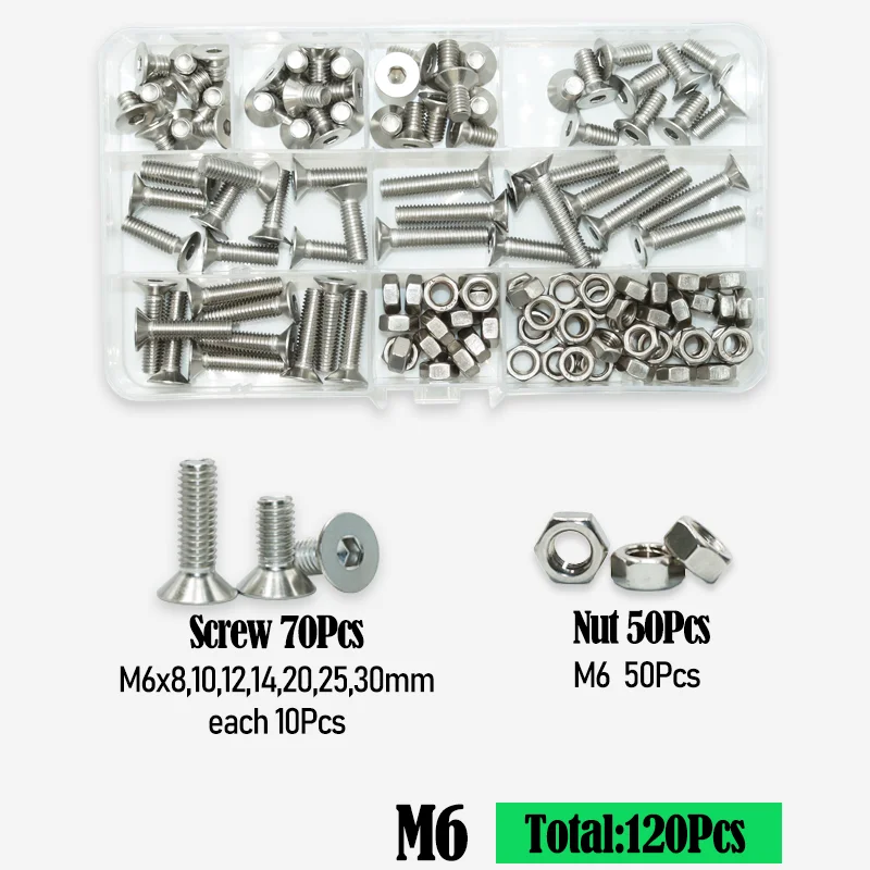 Sechs kant Innen sechs kant Innen sechs kant schraube Mutter m2 m3 m4 m5 m6 Inbus maschinen schrauben din7991 Edelstahl Möbels ch rauben – Detail 6