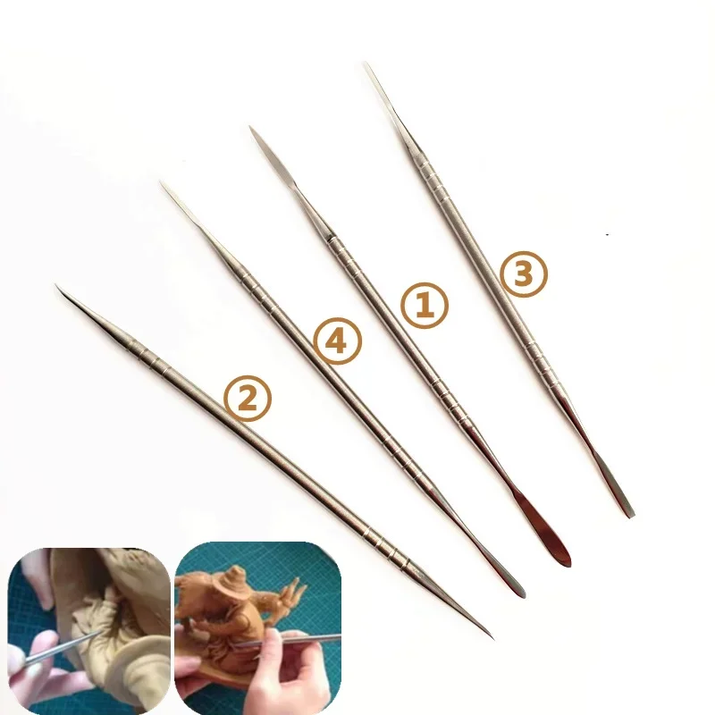 Stainless Steel Double-headed Soft Pottery Sculpting Tools DIY Hand Model Doll Sculpting Details Decorative Clay Making Tools