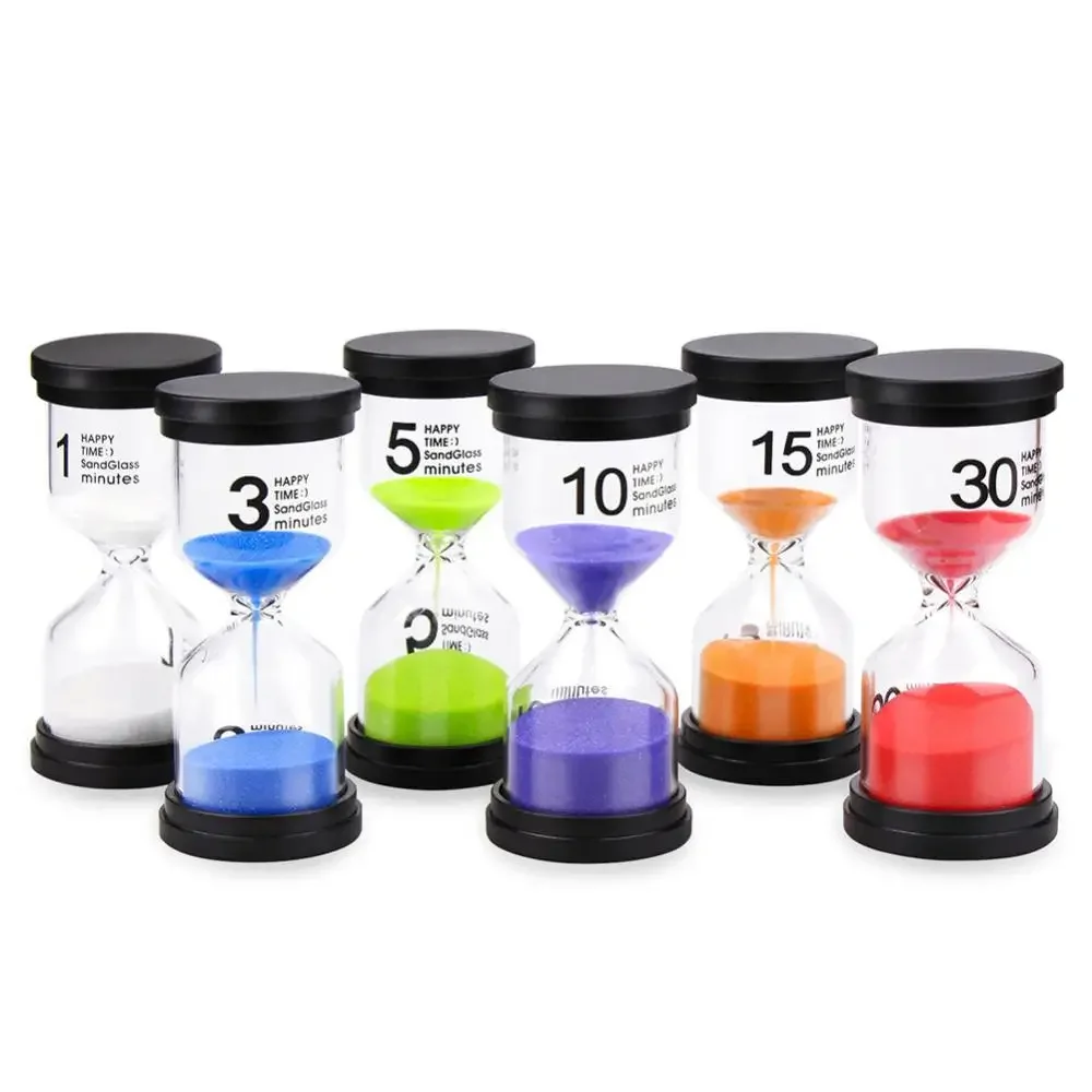 Timer Sand Clock 6 Pcs/Set 1/3/5/10/15/30min Sandglass Hourglass School Kids Game Decor