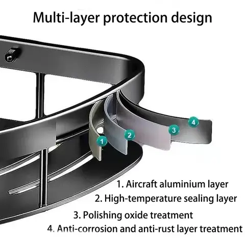 बाथरूम शेल्फ एल्युमिनियम मिश्र धातु शैम्पू रैक मेकअप स्टोरेज ऑर्गनाइज़र शावर शेल्फ बाथरूम सहायक उपकरण बिना ड्रिल दीवार कोने शेल्फ 10 best sales कोने की शेल्फ बाथरूम - №10