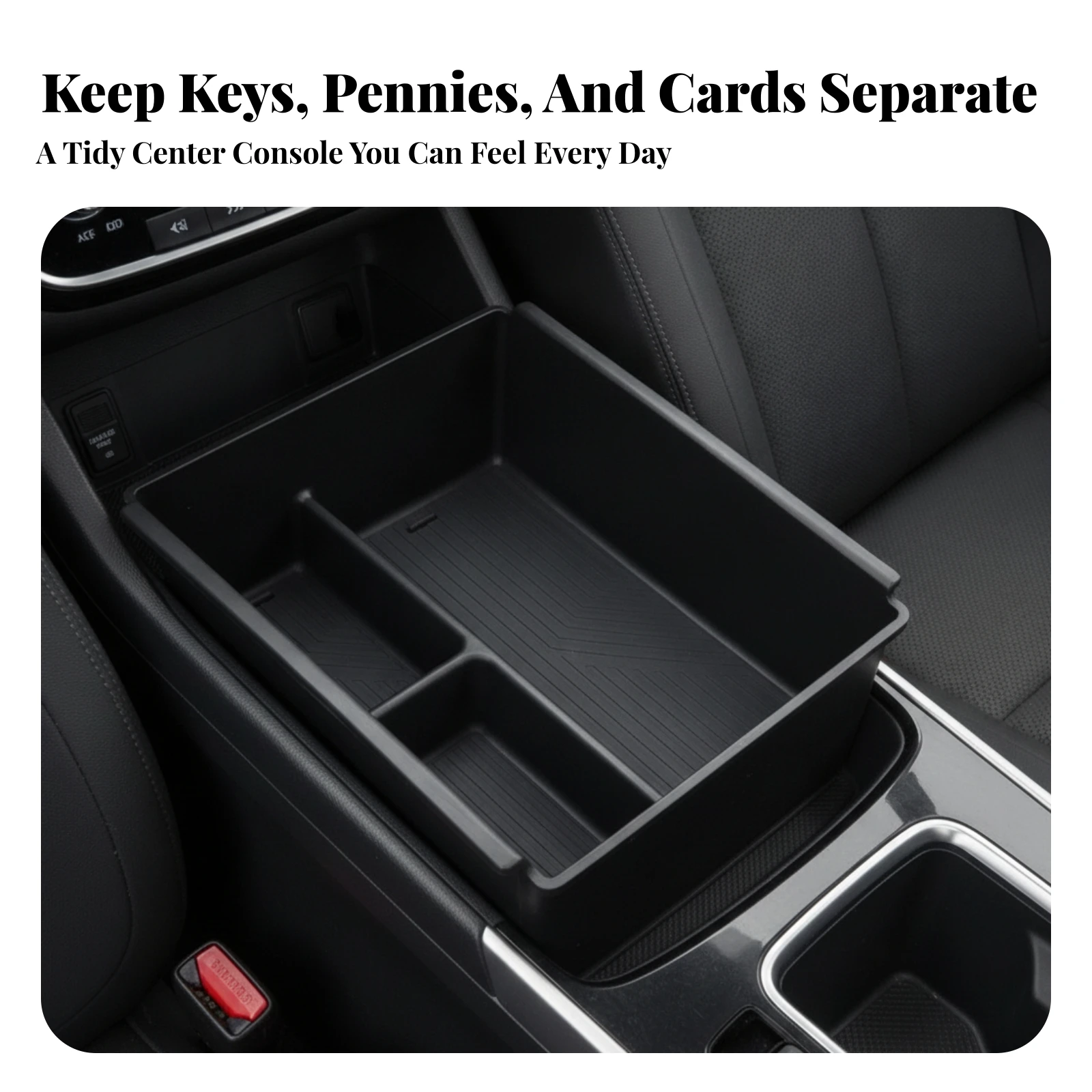 Armrest Storage Box Insert Textured Center Console Organizer Tray Center Console Organizer Compact Armrest Tray Molded