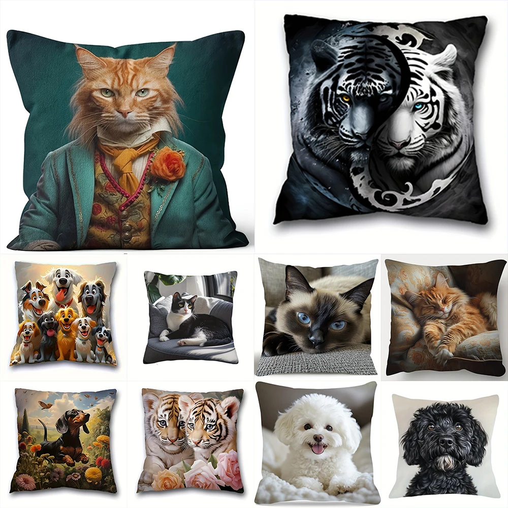 Adorable Pet-Printed Cushion Covers: Cats & Dogs Designs! Sofa seat mattress cover,home decoration
