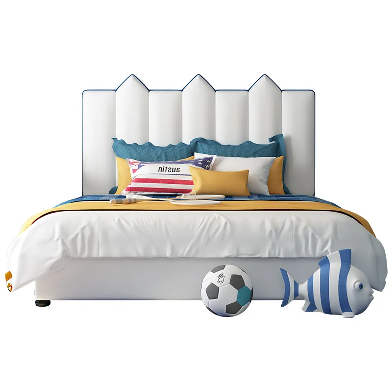 

Adolescent children's bed Children's light luxury boy and girl single 1.2 meters Soft bag bed Storage high box 1.5 meter