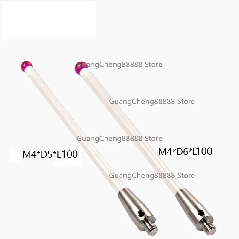 5/6mm OD M4 L100 Thread Ruby Head Ceramic Styli Rod 3D Three Dimensional Gauge Meter Coordinate Measuring Machine CMM Tip Probe