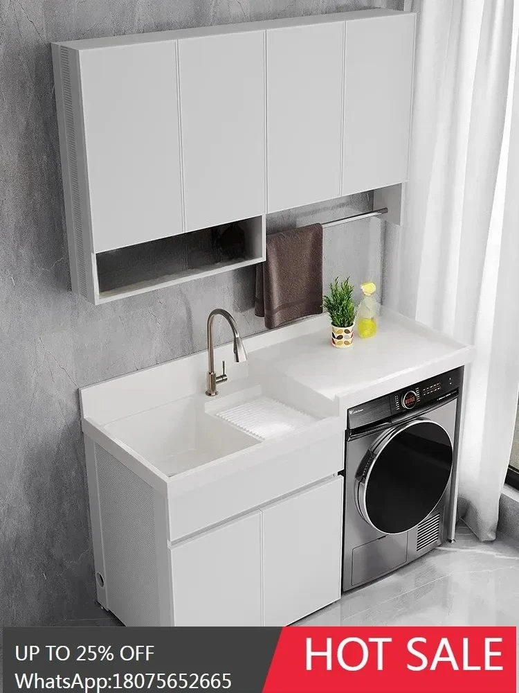 LYY  space aluminum balcony washing machine integrated cabinet laundry pool significant other quartz stone with rubbing board