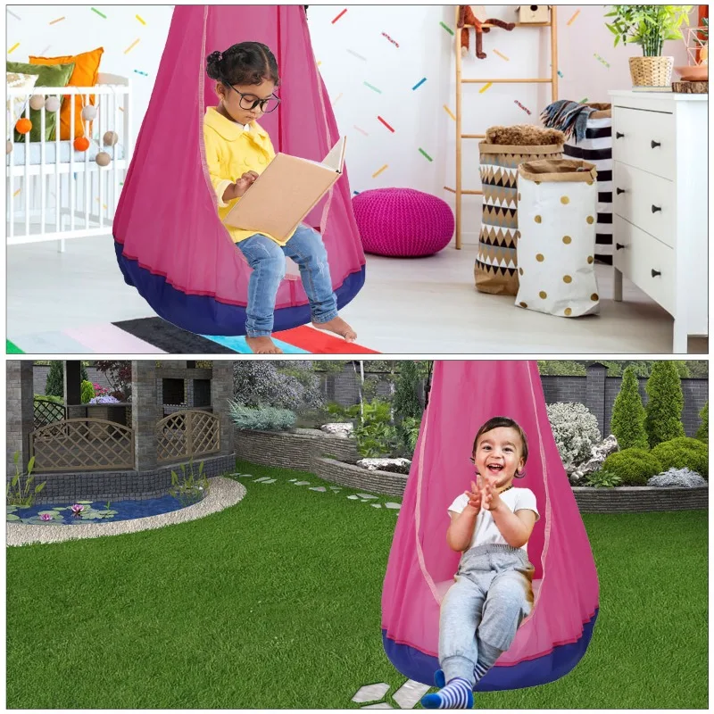 Kids Pod Swing Seat without Cushions Folding Hanging Hammock Hanging Swing Seat Child Hammock for Indoor Outdoor Suspension Seat