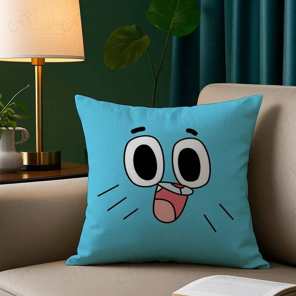 الرسوم المتحركة مذهلة العالم Gumball كيس وسادة آمنة مخصصة صور وسادة، مكافحة تتلاشى نحى الصوف وسادة، آمنة للأمهات والرضع.