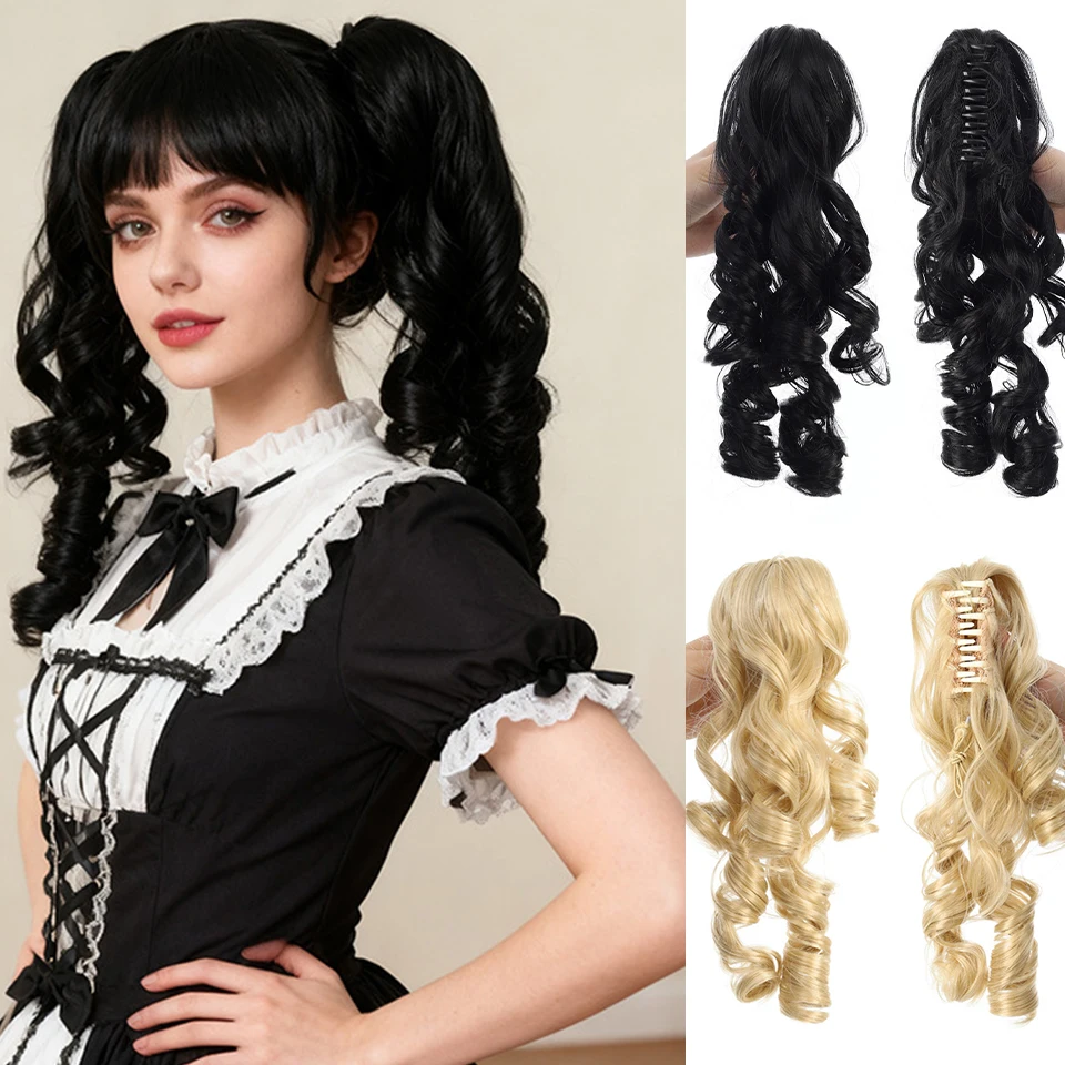 

Синтетические черные золотые римские вьющиеся заколки в хвостиках, шиньоны, головные уборы с когтями, искусственный хвост, наращивание волос для женщин, Рождество