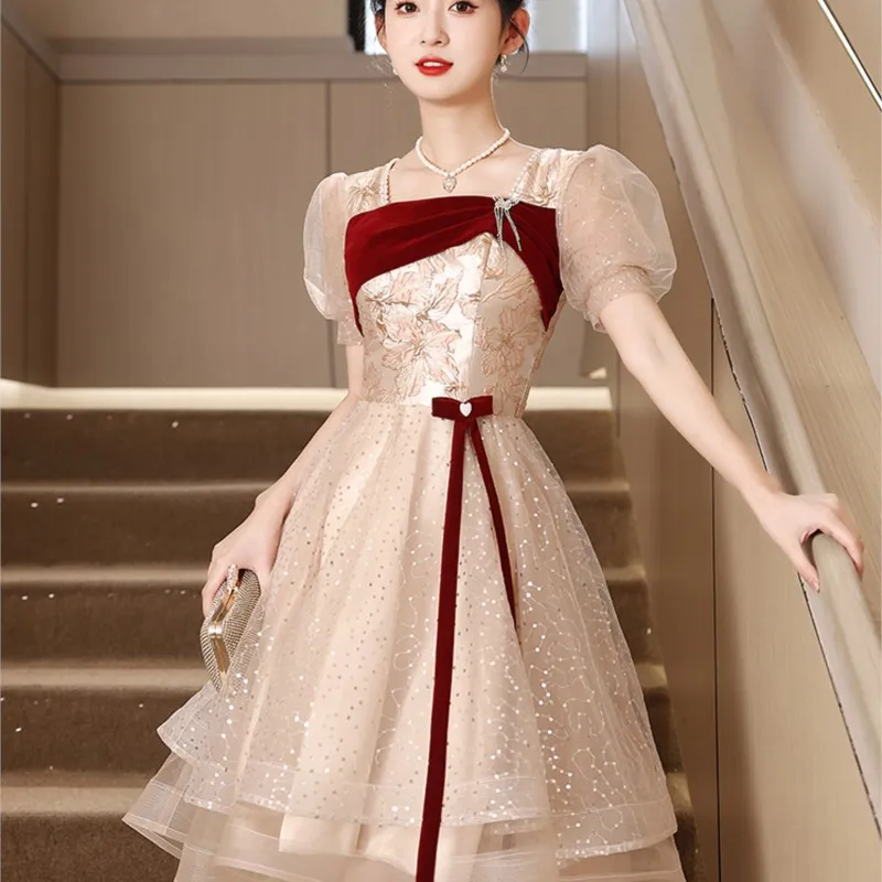 نخب فستان الموضة الأحمر الأنيق الجديد