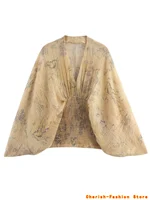 2025 otoño nuevos productos estilo europeo y americano ropa de mujer retro camisa estampada de estilo perezoso francés ropa de mujer