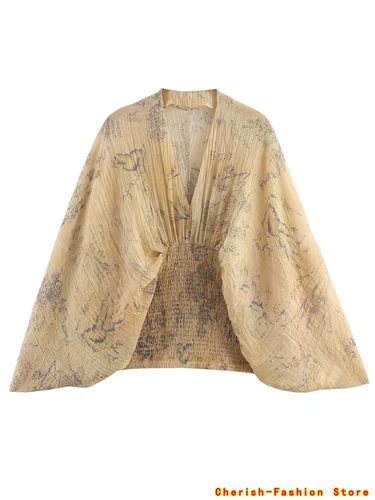 Imagen 1 del producto 2025 otoño nuevos productos estilo europeo y americano ropa de mujer retro camisa estampada de estilo perezoso francés ropa de mujer