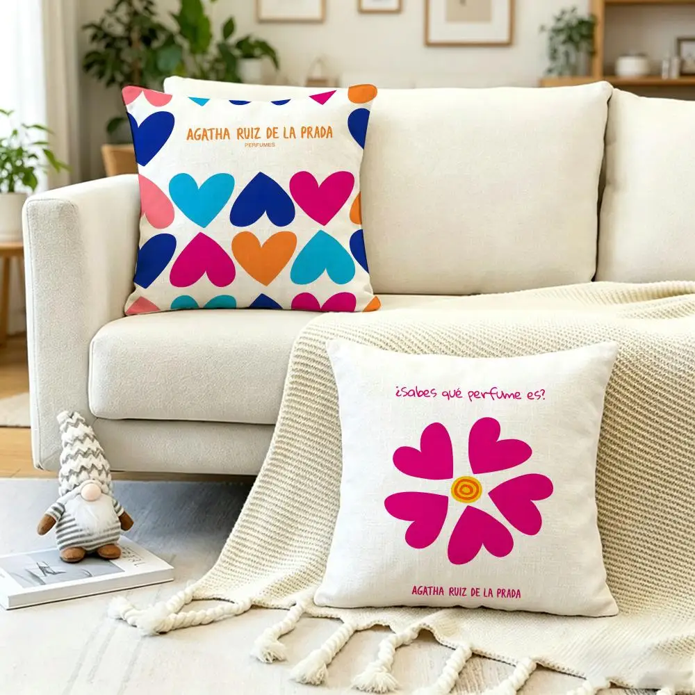 Fashion Agatha Ruiz de la PradaS Cushion Cover Anti-dustmite Pillowcase Invisible zipper silky short plush Sofa cushion cover