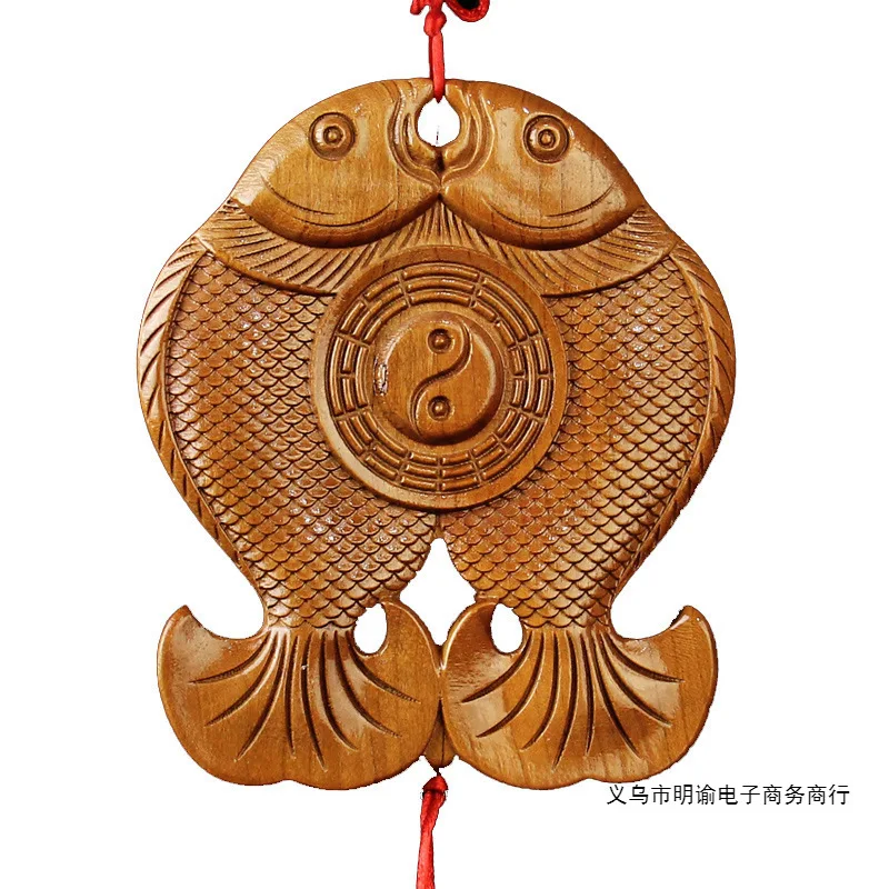 

Peach-wood fish bagua pendant hall door to the window balcony through flow wooden crafts