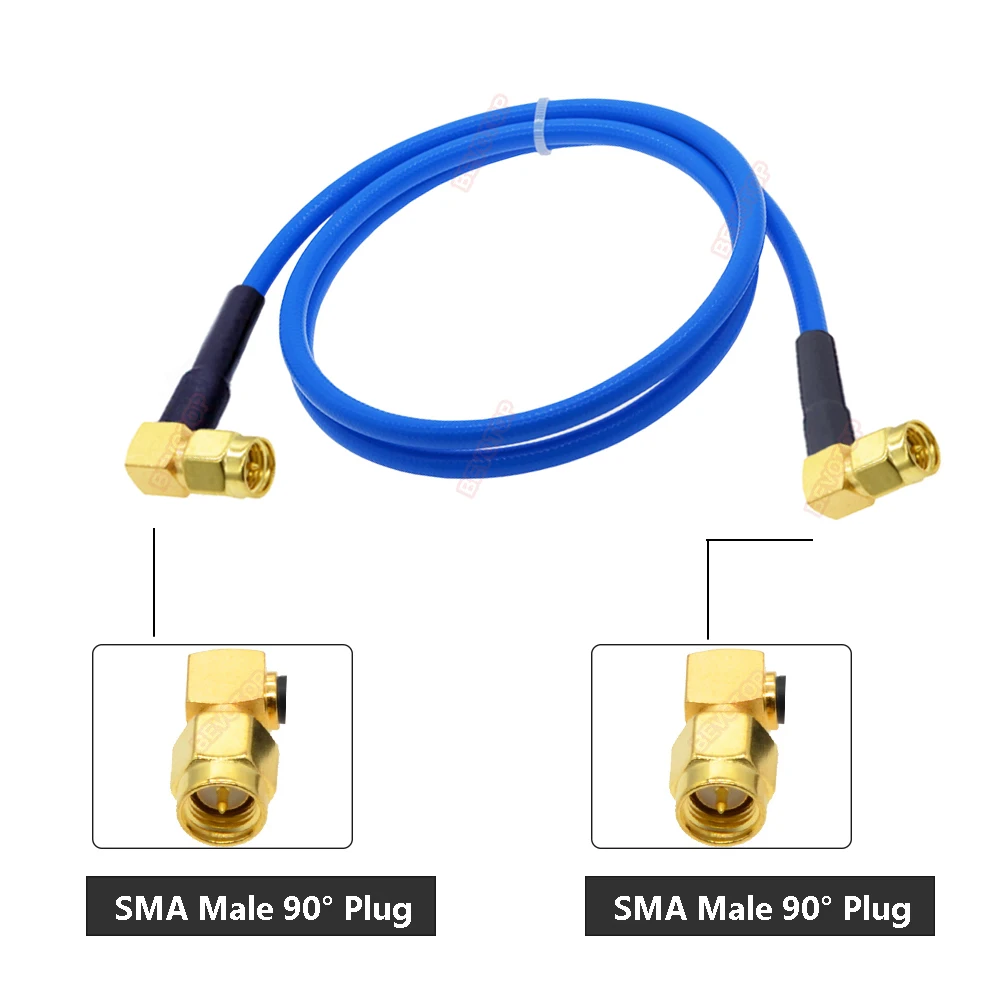 RG-402 Cable Double RP SMA Male 90 Degree Connector Blue Jacket Semi-Felxible RG402 50ohm RF Coaxial Cable