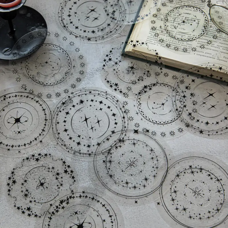 Card Lover 10Pcs [Galaxy Museum Series] PET Planet Fragments Star Trail Notes Vintage Style Material Decor Scrapbooking Stickers