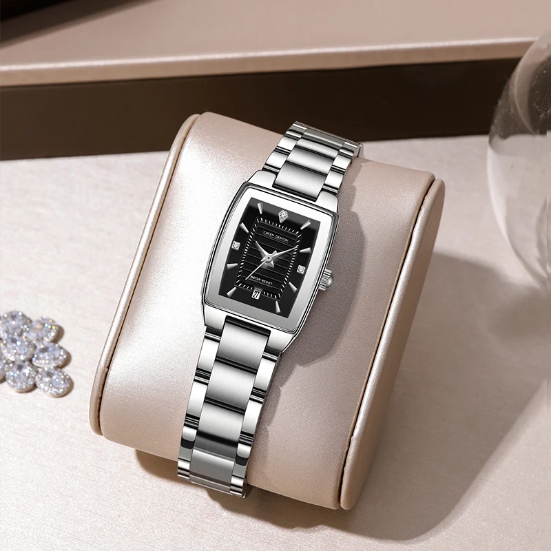 Retro small square plate temperament student watch niche high-end mesh strap watch ladies waterproof quartz watch