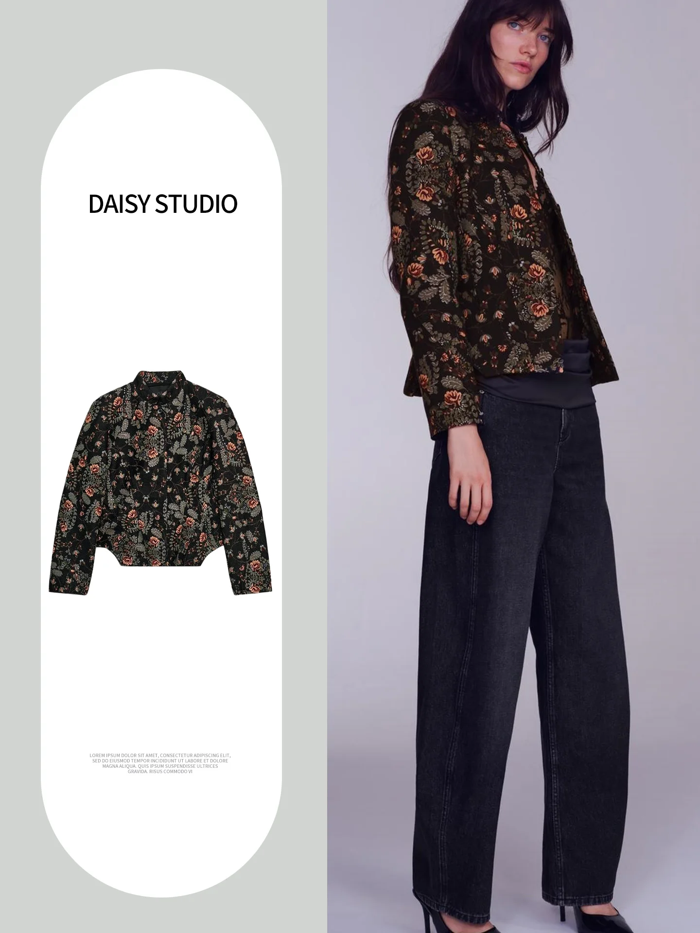 Fall New Commuter Style Women's Short Coat High Collar Long Sleeve Nine Points  Skirt Design Standard Polyester Fiber