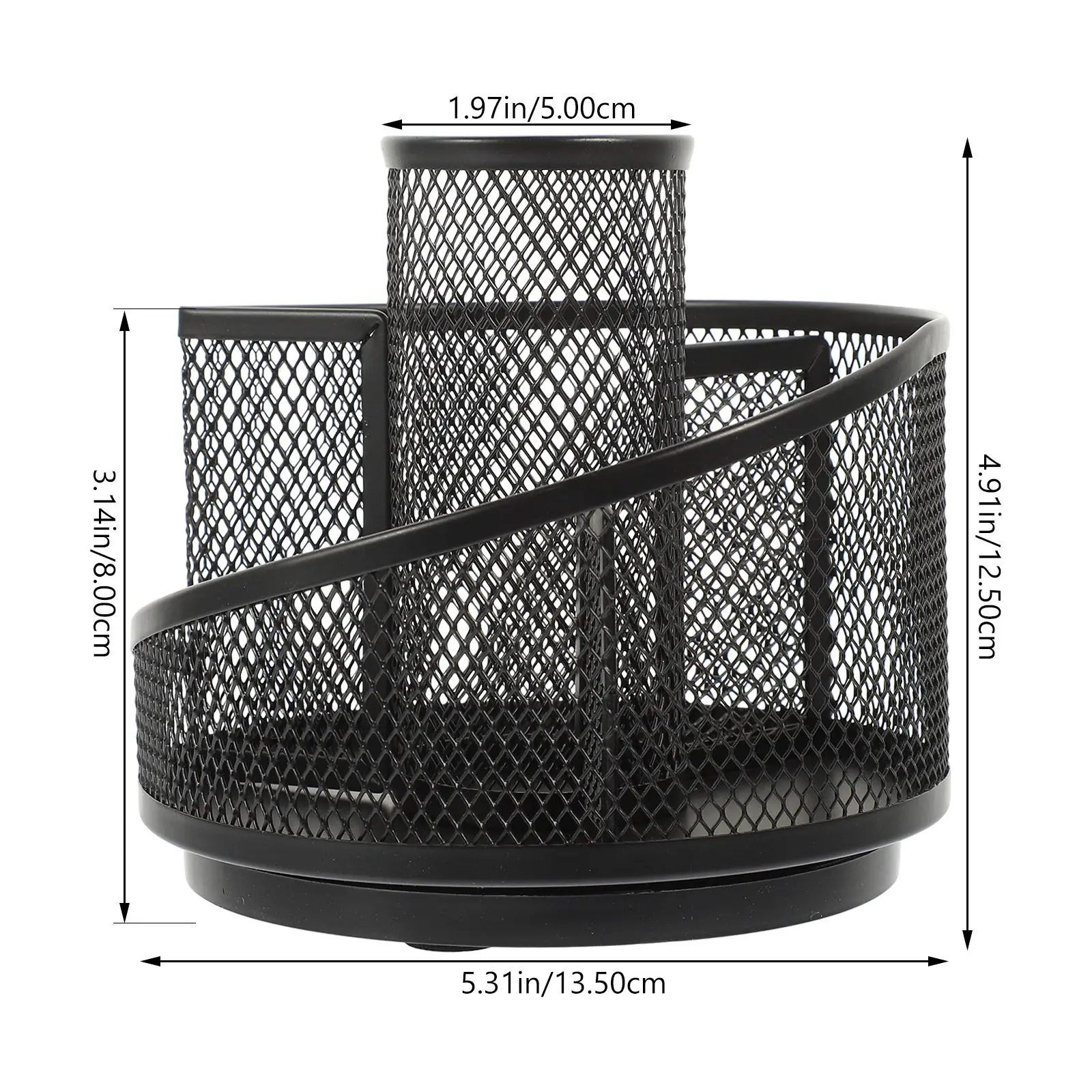 Rotating Pen Holder Iron Metal Desk Organizer Multi Function Pencil Storage Box Office Desktop Stationery Organizer Wear