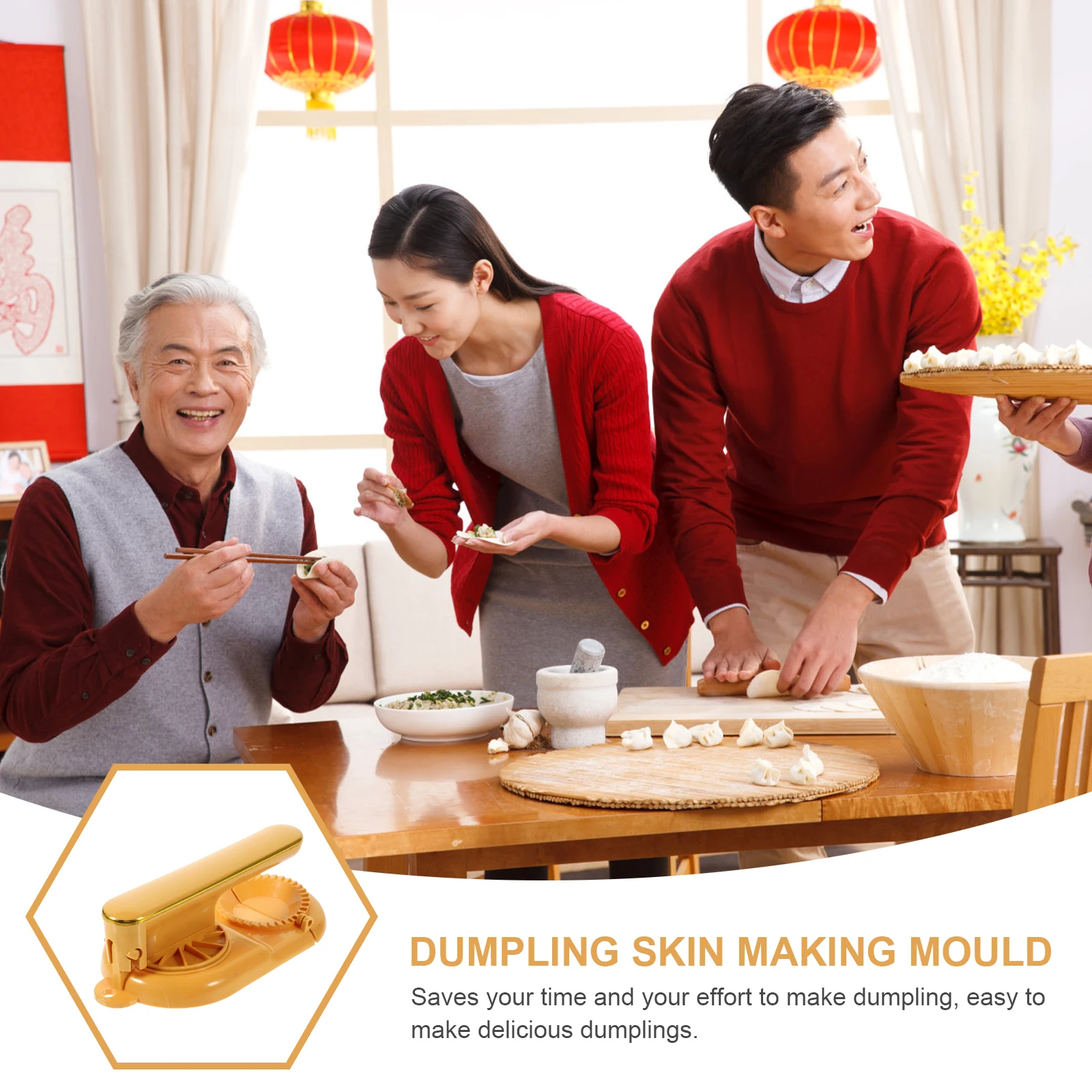 

Dumpling Skin Making Mold Press Machine 2 in 1 Manual Dumpling Maker Tool for Home Kitchen Fast Efficient Dough Presser with