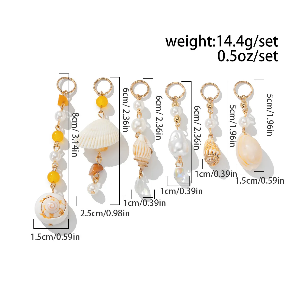 

Festival Hair Set 5PCS Moon-Star Conch Hair Rings Organic Fringe Extensions Hypoallergenic Boho Gift for Natural Hair