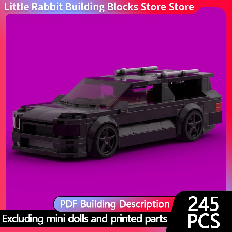 City Car Model MOC Building Bricks R34 High-Performance Station Wagon Modular Technology Children Holiday Gift Assemble Toy Suit