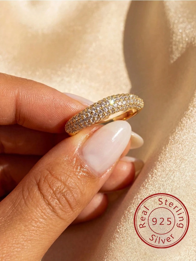 925 Sterling Silber Modischer Wellenform-Zirkonring für Damen, Alltagskleidung, Outfit, Jahrestag, Verlobung, hochwertiger edler Schmuck