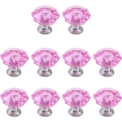10 Pcs Crystal Cabinet Pull Knobs Acrylic Diamond Shape Handle Knobs Pink Drawer Dresser Pull Handle Knobs Pack
