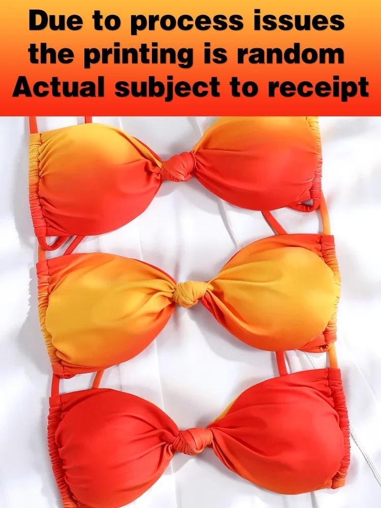 Rinabe 오렌지 비키니 하이 웨이스트 수영복 여성 수영복 2025 Beachwear 프린트 수영복 투피스 비키니 세트 Biquinis