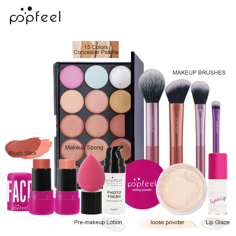 POPFEEL Natal tudo em um kit de maquiagem sombra em pó lipgloss lipoil, presente de dia dos namorados para meninas e mulheres