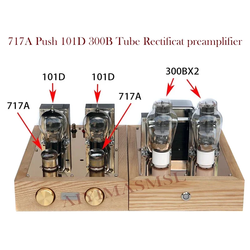 AIYIMA SMSL 717A Push 101D Split type Vacuum tube preamplifier 300B Tube Rectificat Pure manual welding Preamp Amplifier Audio