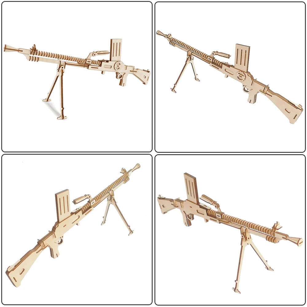 3D Wooden Toy Gun Puzzles Carbine 15 AK47 DIY Assembly Kits Robot Model Popular Party Game Gift Kids Toys For Children Boys