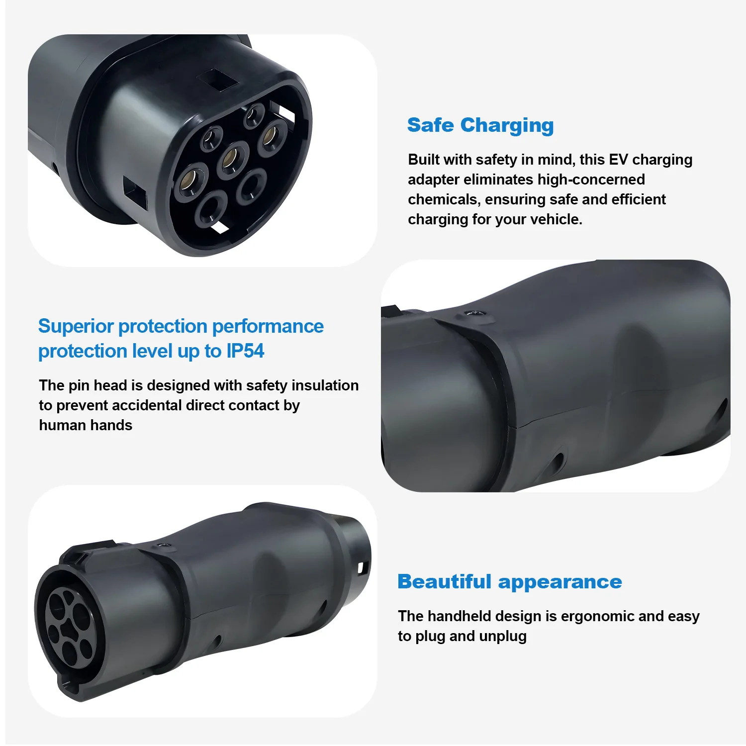Kolanky EV Charging Adapter 32A 7.2KW Type 1 To Type 2 Home Charging For EU Electric Vehicle Hybrid Cars Conventer