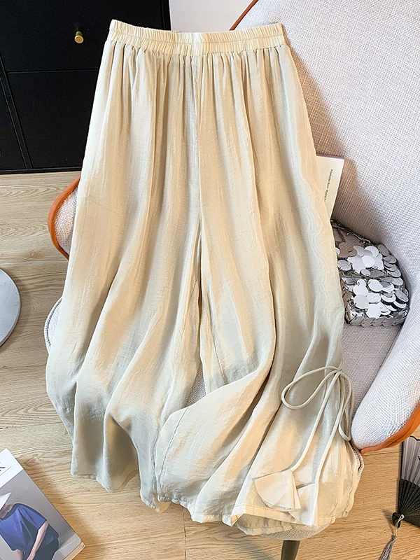 

Новые китайские брюки в стиле дзен с широкими штанинами для женщин, летние, тонкие, свободные, струящиеся, повседневные, длинные, универсальный размер