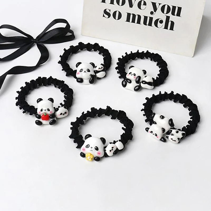 

Cartoon Panda Hair Ties Lovely Elastic Animal Hairband For Women Rubber Band Ponytail Holder Scrunchies Hair Accessories