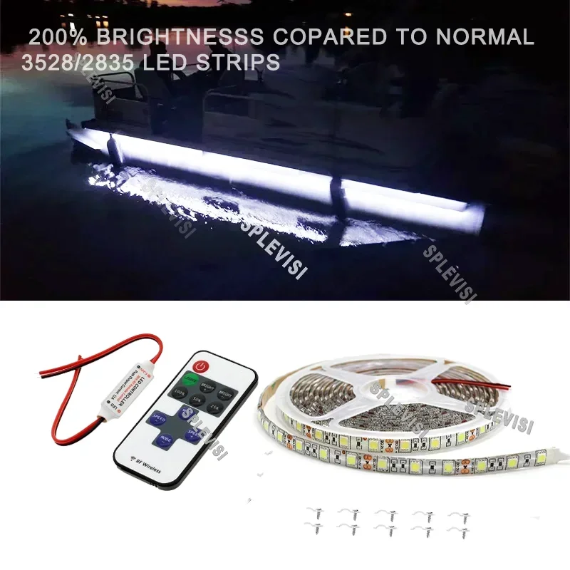 Impermeável LED Boat Strip Lights com controle remoto, Deck Dock Light, pontão, baixo, iate, navio, pesca, IP65, acessórios