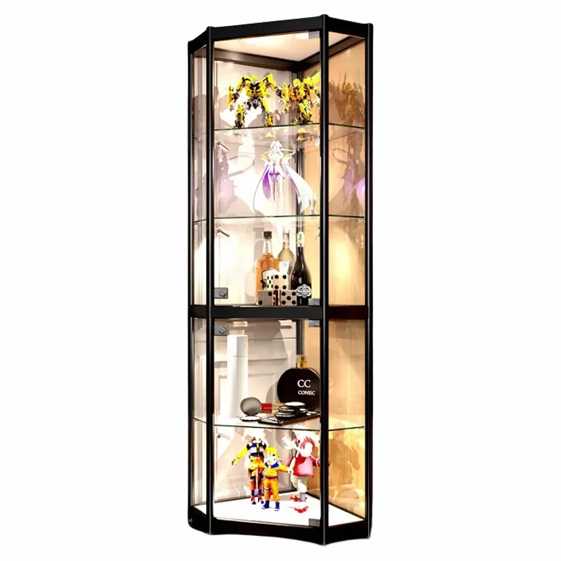 

Shanghai corner glass display cabinet triangular cabinet figure model display clothing store transparent wine cabinet household
