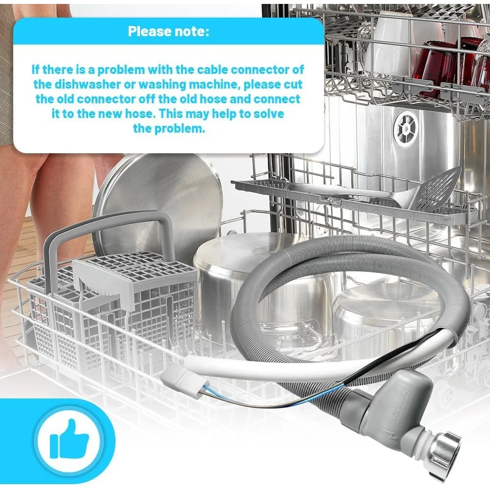 B01C-Universal 1.85M Manguera de Entrada para Lavavajillas Aquastop, Manguera de Agua con Cierre de Agua, Compatible con Lavadoras de 3/4 Pulgadas