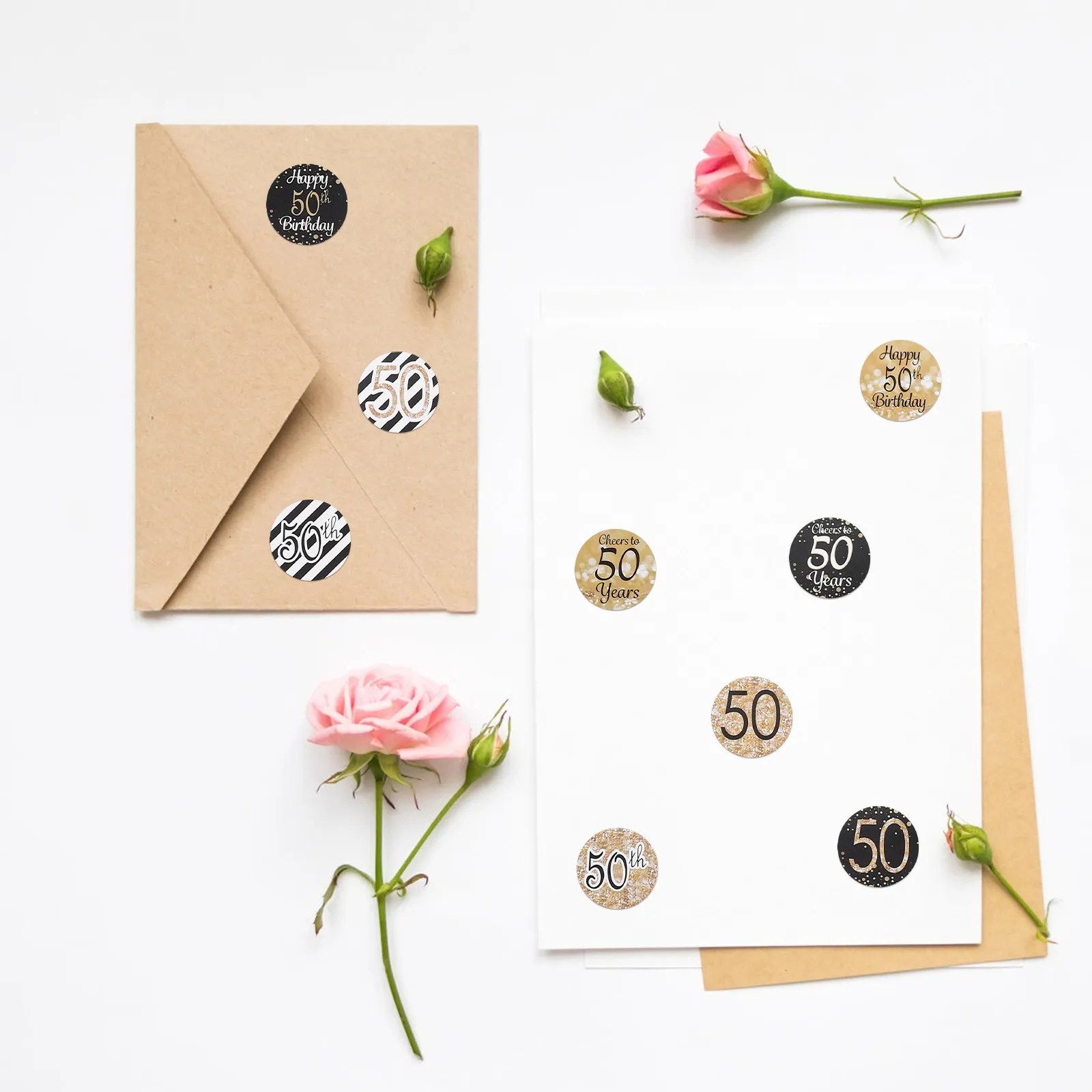 

216Pcs Birthday Sticker 50Th Birthday Design Decorative Decals Candy Packaging Party Favor Stickers Candy Sticker for Packaging
