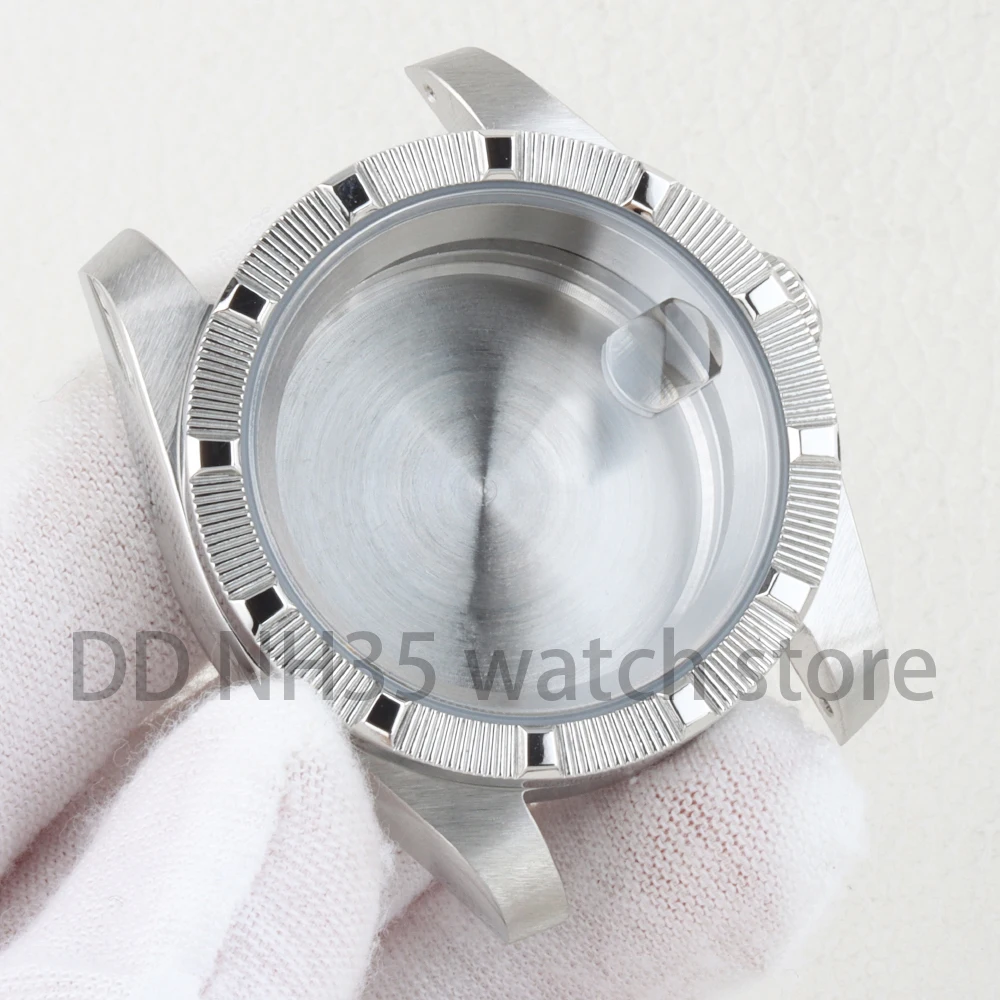 39mm NH35 Watch Case Sapphire Glass Striped Bezel Stainless Steel For seiko NH35 NH36 Movement 28.5mm Dial Waterproof Case Parts
