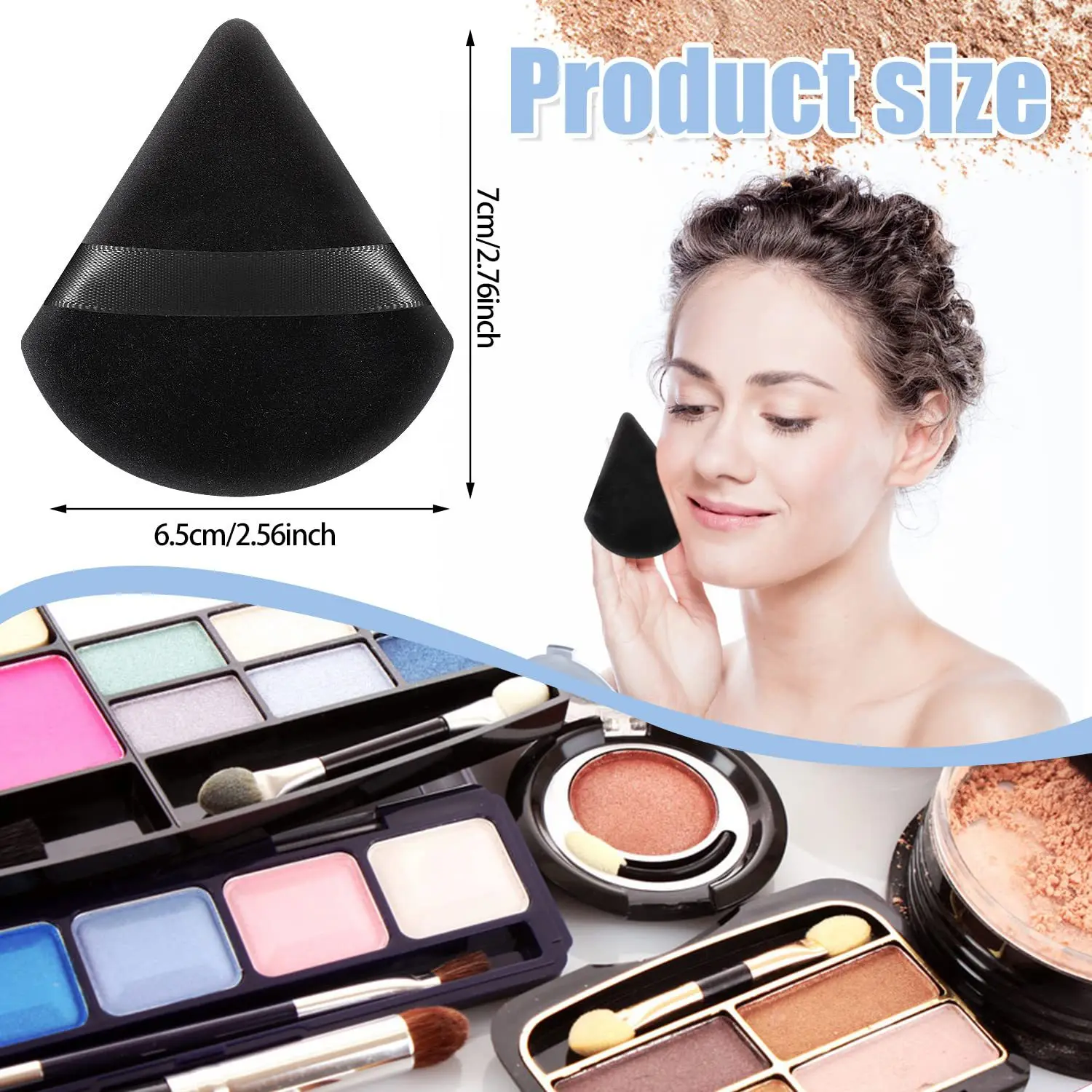 2pcs New Triangle Powder Fluffy Brush Setting Powder Brush For Loose Powder And Airbrush Foundation Black Beauty Makeup Tool