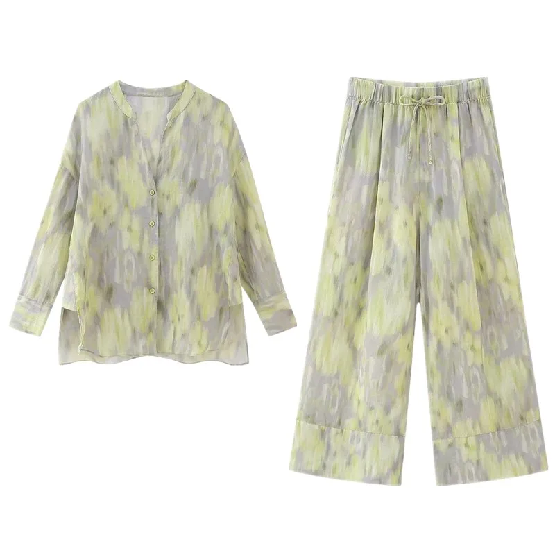 

Модный свободный хлопковый льняной женский осенний новый универсальный повседневный комплект Faion с принтом, студенческий рабочий orm