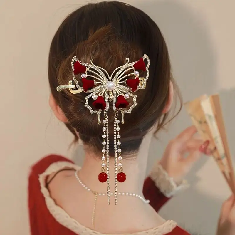 

Women Exquisite Flower Tassel Alloy Hair Clip Curling Clips Female Barrettes Female Party Hairpins New Headwear Accessories