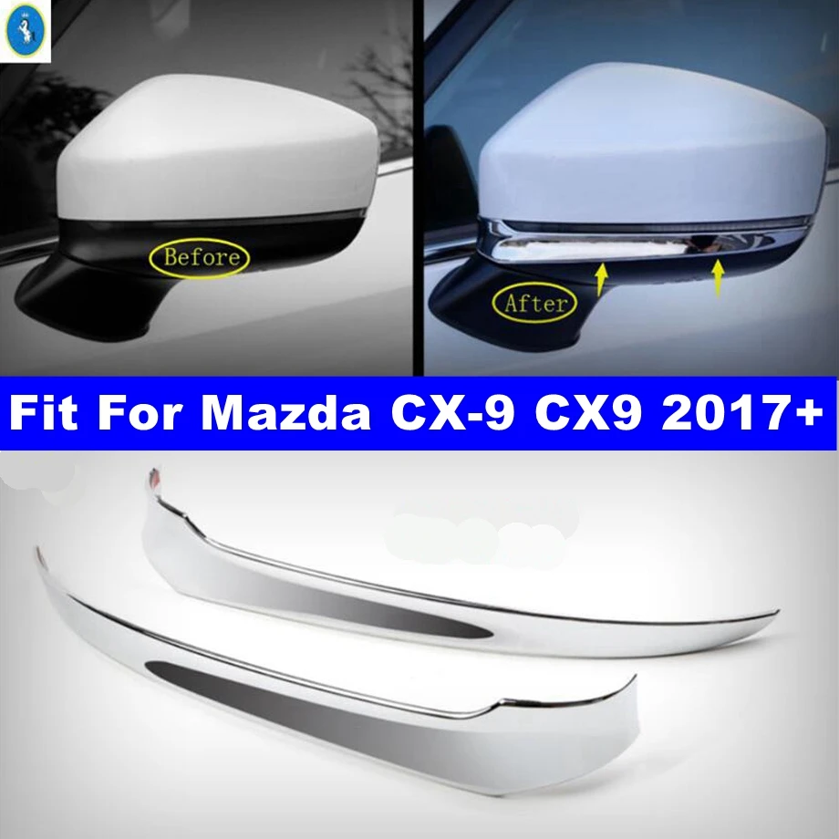 

Chrome Door Rearview Mirror Streamer Anti-rub Rubbing Decor Strip Cover Trim For Mazda CX-9 CX9 2017 - 2020 Exterior Accessories