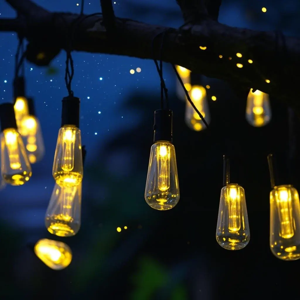 1PC 10/20/30 LED Solar Smart Lights, Outdoor Christmas Decorative Light Bulbs Vintage Holiday Wreath Garden Furniture Fairy Ligh