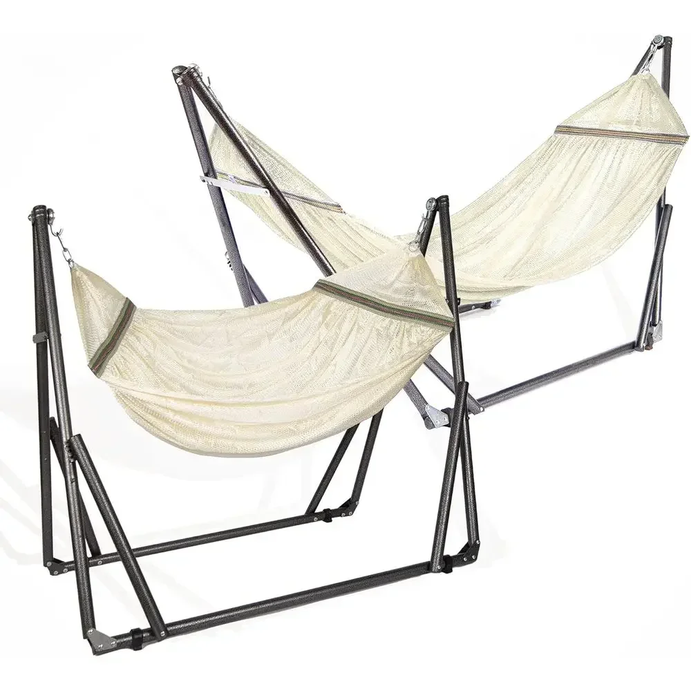 Portable 2-in-1 Hammock and Swing Chair with Collapsible Steel Stand, 450 lbs Capacity, Ideal for Camping, Beach, and Patio Use